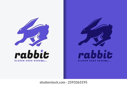 A minimalist logo symbol featuring a sleek and modern rabbit silhouette, symbolizing elegance and speed.,