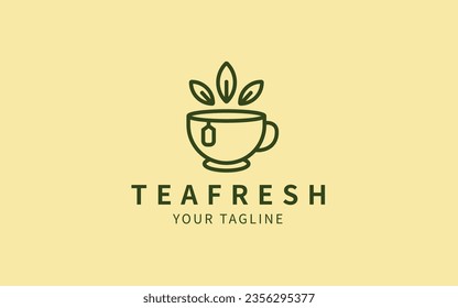 minimalistisches Logo mit Gegenständen aus Tee und Kaffee