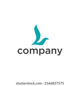 A minimalist logo with a teal abstract bird shape above the word 'company' in lowercase gray letters