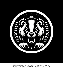  a minimalist logo template featuring a honey badger with wings. The honey badger is rendered in a simple and stylized form, with bold black lines outlining its shape. The wings are outstretched