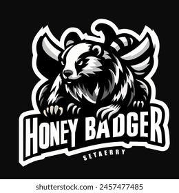  a minimalist logo template featuring a honey badger with wings. The honey badger is rendered in a simple and stylized form, with bold black lines outlining its shape. The wings are outstretched