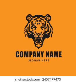 A minimalist logo template featuring a stylized tiger head