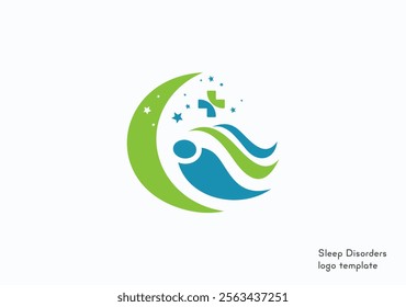 minimalist logo template for sleep disorders therapy, featuring calming colors and a simple icon symbolizing rest and relaxation