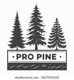 Logotipo Minimalista Três Árvores Evergreen Estilizadas Pro Pine