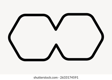 Logo minimaliste avec deux hexagones reliés. Hexagons noirs sur fond blanc. Conception hexagonale simple. Les hexagones forment une forme unique. Image vectorielle de forme géométrique.