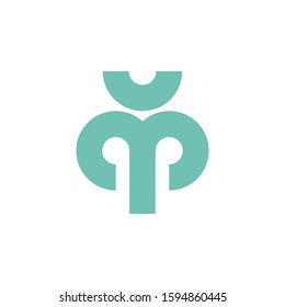 minimalist logo or vector cheerful green flower shape