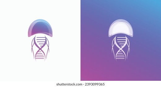 Vector de logotipo minimalista, ilustración de ADN de medusas modernas y coloridas