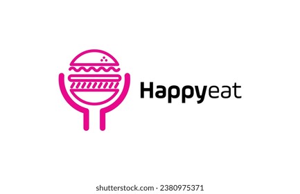 Minimalist logo vector happy eat for restaurant business