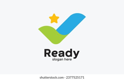 Concepto de lista de comprobación de línea vectorial de logotipo mínimo para marca correcta