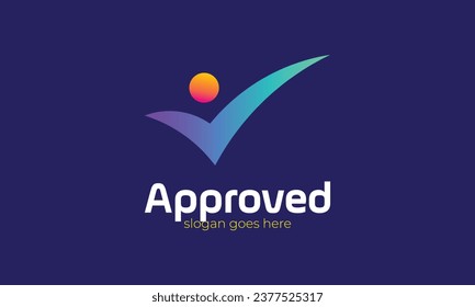 Concepto de lista de comprobación de línea vectorial de logotipo mínimo para marca correcta