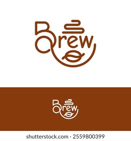 Minimalist logo with the word brew combined with a cup.