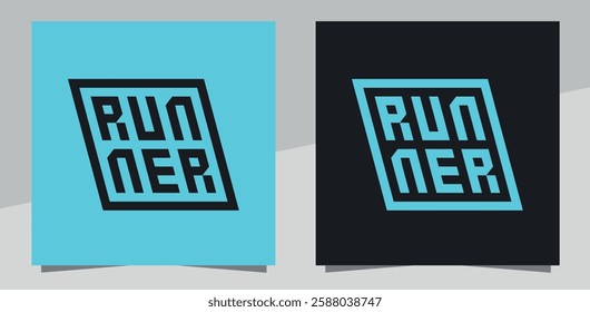 Minimalist logo with the word RUNNER in blue and black