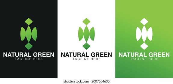 Minimalist Logomark Natural Green Leaf Logo Vector for organizations or businesses engaged in the environment, nature, recycling, green environment, Health, and more.