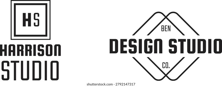 Minimalist logos for harrison studio and design studio co.