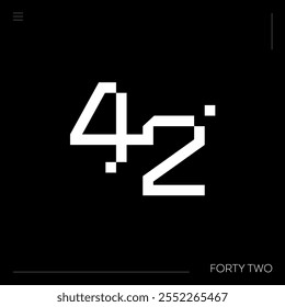 A minimalist logotype design for number 42, presented in a modern black style with clean lines, geometric shapes, and a contemporary aesthetic.
