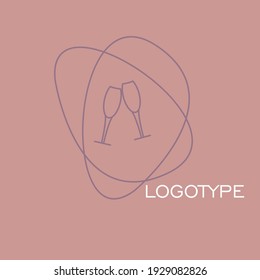 Minimalist logotypes. line glass. готовый логотип символ. Premade logo design - Vector isolated