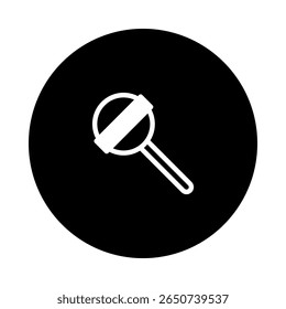 Minimalist lollipop icon design on a black background offers a simple sweet treat illustration with basic shapes