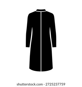 Ilustración vectorial de silueta de capa larga minimalista para la Plantilla de diseño de moda aislada en el fondo blanco Dibujo técnico profesional de la ropa exterior