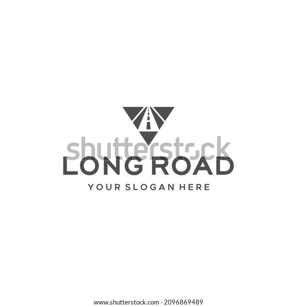 Minimalist LONG ROAD\
Triangle Route logo\
design