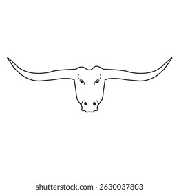Minimalist Longhorn Skull Line Art | Western Texas Horns Drawing bull silhouette minimal logo 