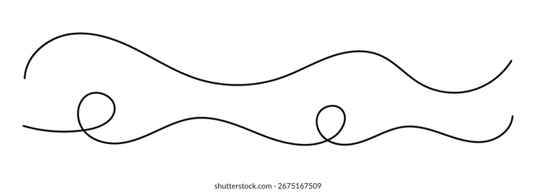 Minimalist looping squiggle line. Thin wavy line abstract background.  Elegant abstract curved line illustration in hand drawn style. Vector illustration