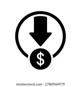 Minimalist Loss Chart Silhouette Icon Vector