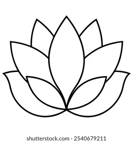 Minimalist Lotus Flower Line Art Vector Illustration - Elegant Floral Design