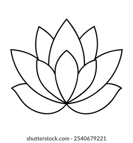 Minimalist Lotus Flower Line Art Vector Illustration - Elegant Floral Design