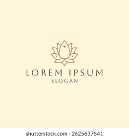 Minimalist lotus flower logo for spa, yoga, wellness, or natural beauty branding with elegant lines and calming style