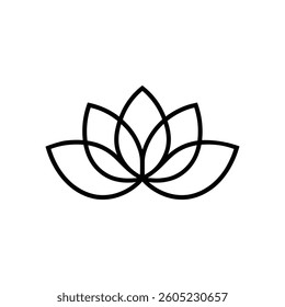 Minimalist Lotus Flower Outline Symbol