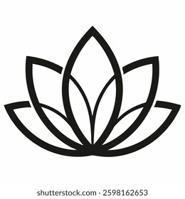 Minimalist Lotus Flower Silhouette – Elegant Vector Symbol for Wellness, Yoga, and Spiritual Designs