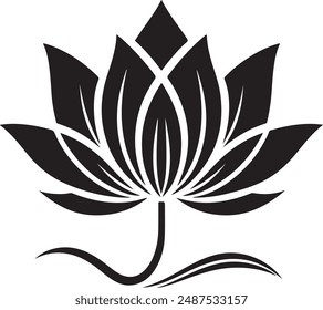 Minimalist Lotus Flower silhouette vector illustration