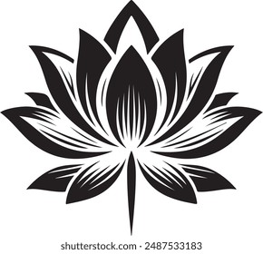 Minimalist Lotus Flower silhouette vector illustration