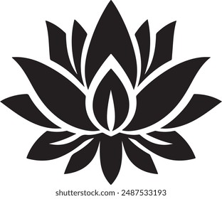 Minimalist Lotus Flower silhouette vector illustration