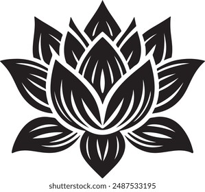 Minimalist Lotus Flower silhouette vector illustration