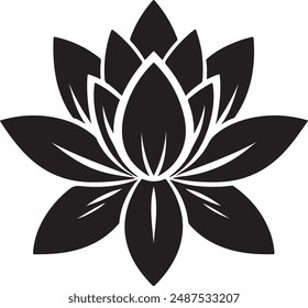 Minimalist Lotus Flower silhouette vector illustration