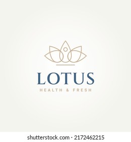 minimalist lotus flower yoga line art logo template vector illustration design. simple yoga, spa and meditation logo concept