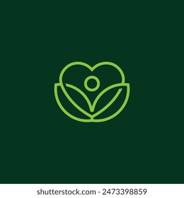 Minimalist Lotus with Love Logo Icon Vector