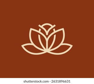 Minimalist Lotus With Owl Logo vector image
