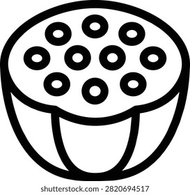 Minimalist lotus seed pod line art vector icon isolated on white