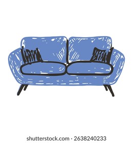 A minimalist lounge armchair with clean lines and a soft, blue color. Ideal for contemporary home or office interiors. Suitable for editorial content on interior design or modern living.