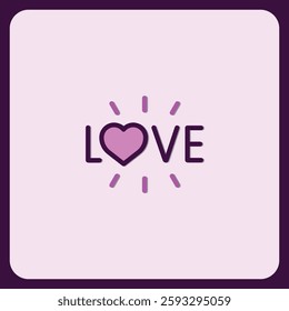 Minimalist Love Heart Design Graphic Purple and White