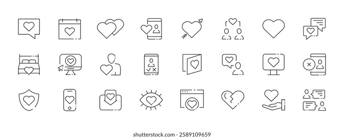 Minimalist love icons vector set for communication and apps.