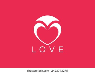 Minimalist Love logo design vector template. Creative red Heart shape logo