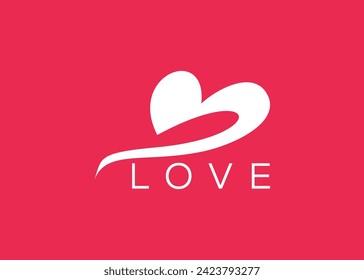 Minimalist Love logo design vector template. Creative red Heart shape logo