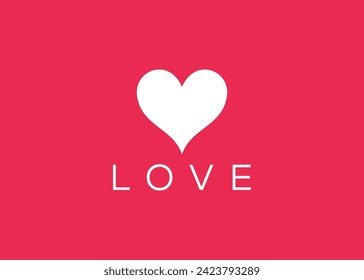 Plantilla vectorial de diseño de logotipo de amor minimalista. Logo con forma de corazón rojo creativo