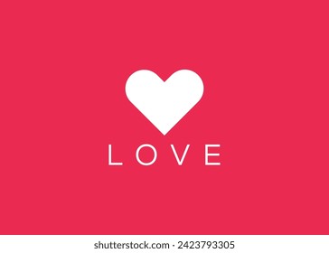 Plantilla vectorial de diseño de logotipo de amor minimalista. Logo con forma de corazón rojo creativo