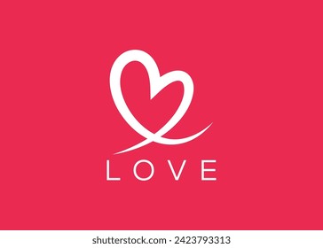Minimalist Love logo design vector template. Creative red Heart shape logo