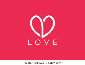 Minimalist Love logo design vector template. Creative red Heart shape logo