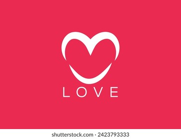 Minimalist Love logo design vector template. Creative red Heart shape logo